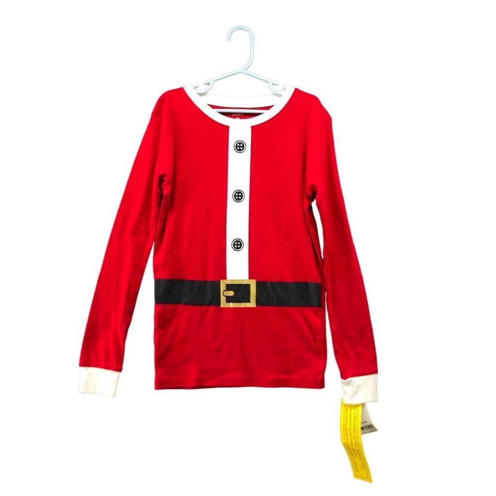 NWT Carters Santa‎ Pajama Top Red Size 12 Long Sleeve Cotton Crewneck